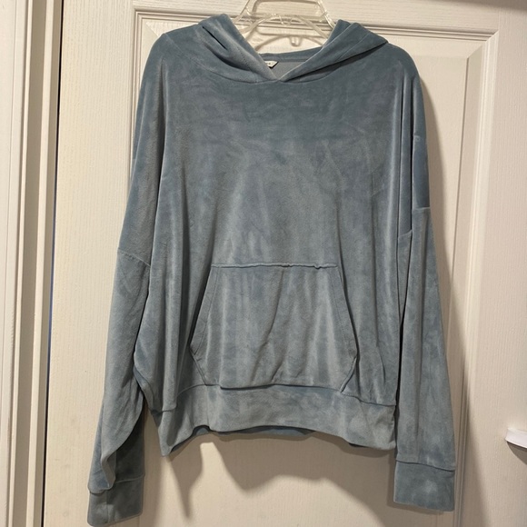 American Eagle M Light Blue Velour Hoodie - Picture 1 of 10